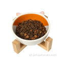 Tigela de comida de cachorro de gato de cerâmica com suporte